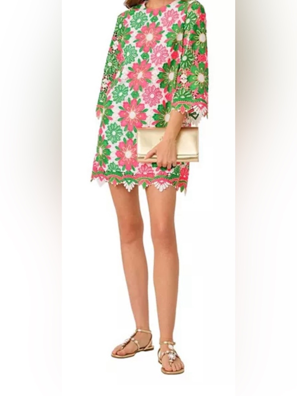 Lilly Pulitzer Pink & Green Floral Lace-Trim Mini Skirt